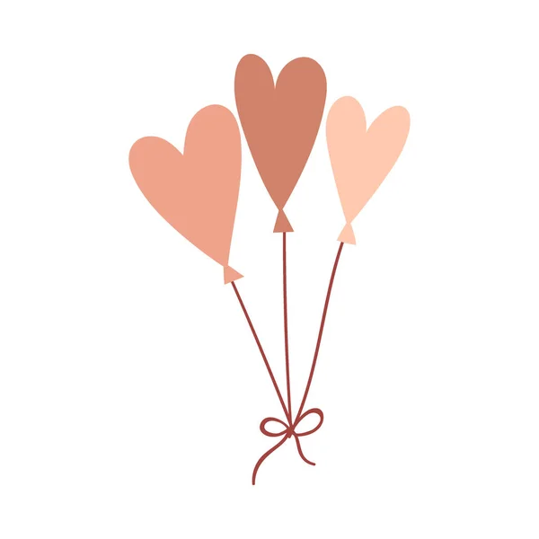 Balloons Shape Heart Cute Decorative Element Valentine Day Greeting Cards — Vetor de Stock