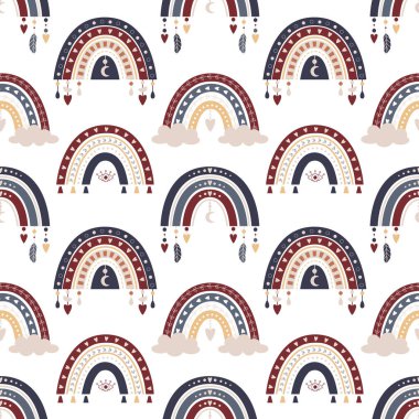 Altın kalp şekilli takımyıldızları, kuyruklu yıldızları ve mavi üzerine yıldızları olan vektör romantik uzay kusursuz deseni. Altın gece gökyüzü aşk arkaplanı.