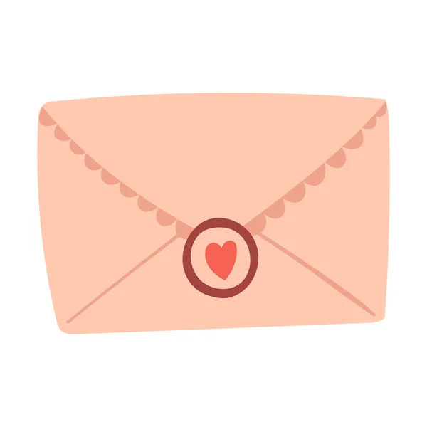 Een Gesloten Envelop Met Een Stempel Een Hart Een Valentijn — Stockvector