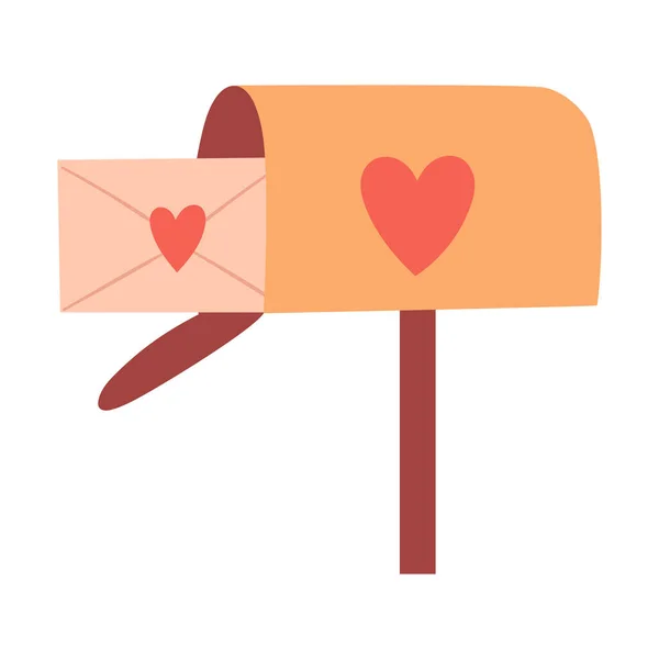Briefkasten Mit Einem Brief Und Einem Herz Ein Valentinstag Eine — Stockvektor