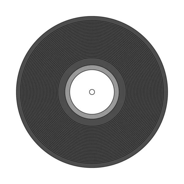 レトロなレコードディスク ホワイトラベルのブラックヴィンテージオーディオディスク 古い学校の音響の再生 白を基調としたベクトルイラスト — ストックベクタ