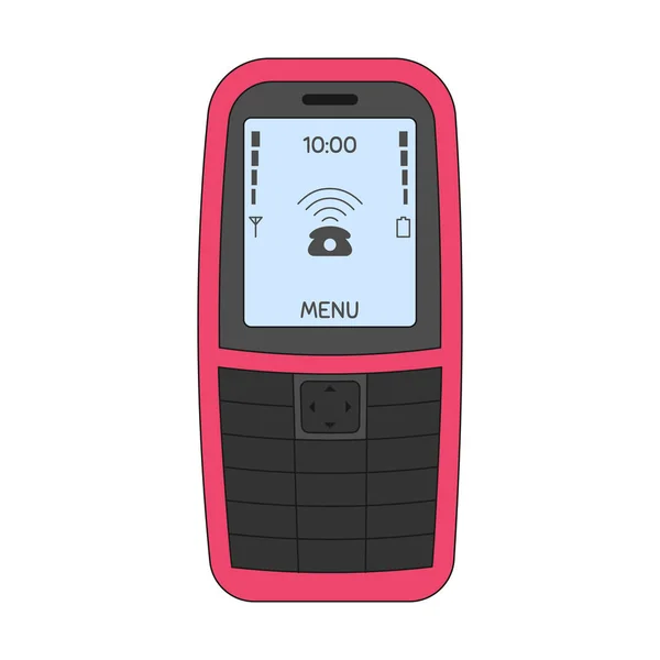 Ретро Винтажный Мобильный Телефон Годов Старый Телефон Кнопкой Цветовая Векторная — стоковый вектор