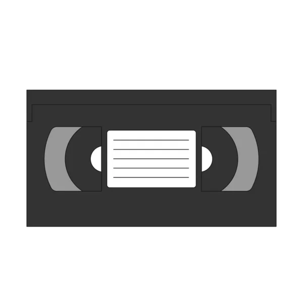 Retro Video Cassette Videoband Met Beroerte Vector Illustratie Geïsoleerd Witte — Stockvector