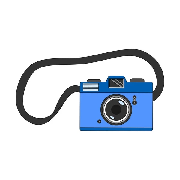 Vintage Camera Strap Symbol 90S Retro Photo Camera Flat Icon — Stock Vector