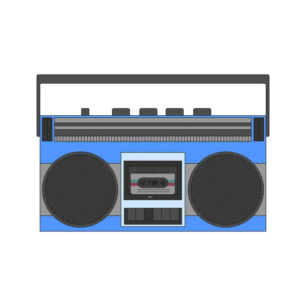 オーディオカセットで音楽を聴くためのヴィンテージテープレコーダー ミックステープのための古い音楽技術 90年代の象徴 白い背景に隔離されたカラーベクトルアイコン — ストックベクタ