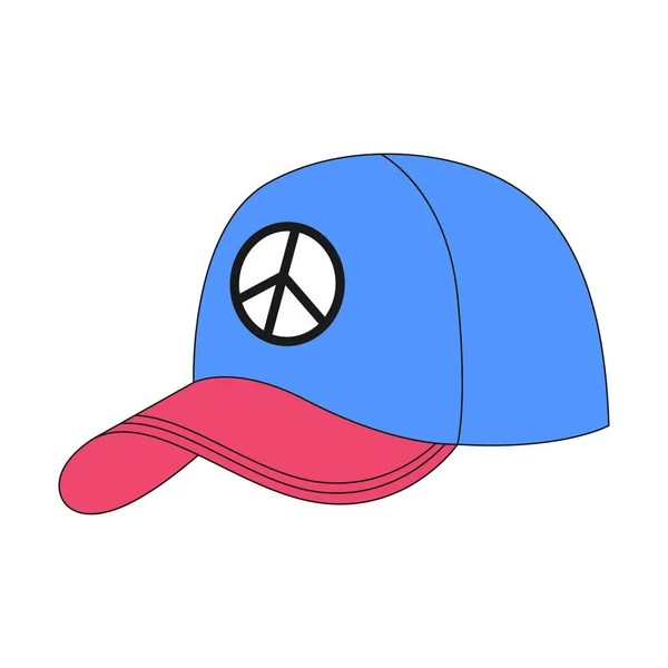 Eine Mütze Mit Einem Friedenssymbol Baseballmütze Hut Kopfbedeckung Jugendkleidungsstück Ein — Stockvektor