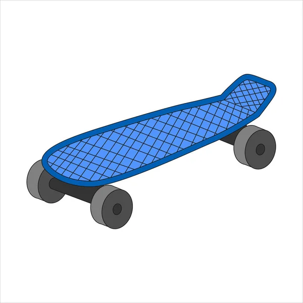 Skateboard Trasporto Giovani Strada Illustrazione Vettoriale Doodle Isolata Sfondo Bianco — Vettoriale Stock