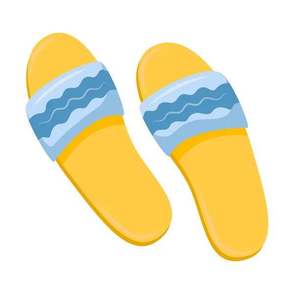 有波浪形图案的翻筋斗 夏季海滩鞋 顶部视图 休息的象征 在白色背景上孤立的平面卡通风格的矢量插图 — 图库矢量图片