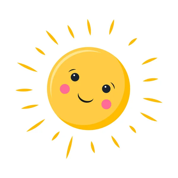 Proste Słońce Twarzą Oczami Słodkie Abstrakcyjne Słońce Promieniami Symbol Lata — Wektor stockowy