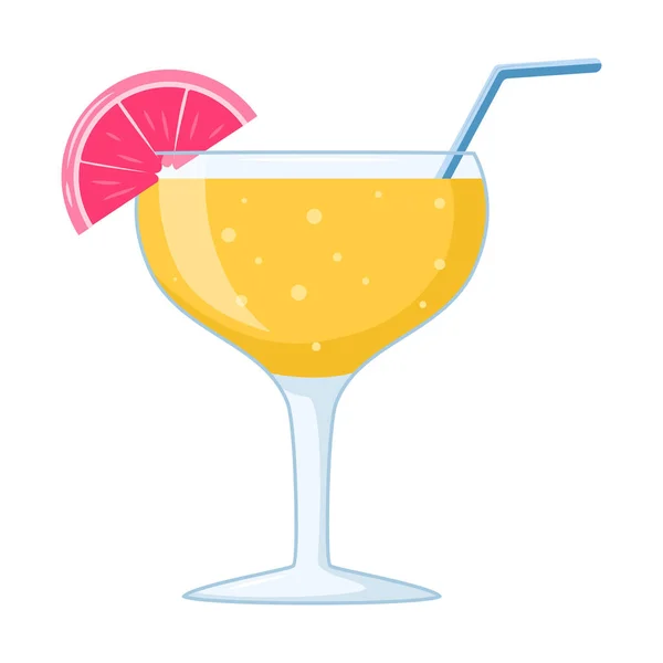 Summer Beach Cocktail Refreshing Mixed Drink Citrus Grapefruit Transparent Cocktail — Stock Vector