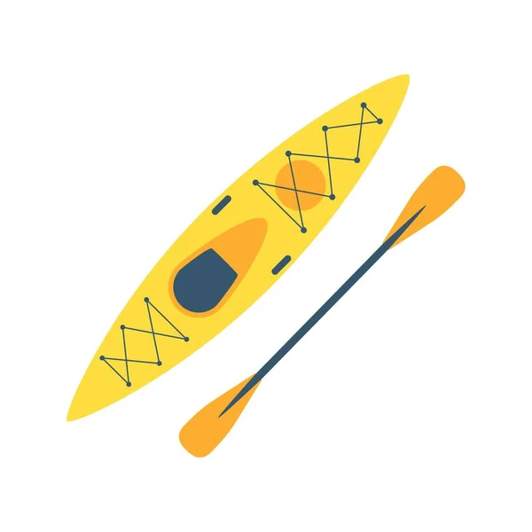 Kayak Plástico Con Una Paleta Barco Remos Para Pesca Turismo — Vector de stock