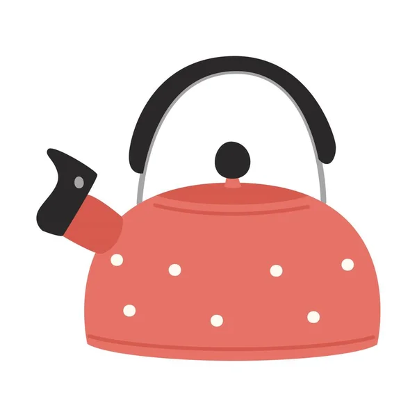 Красная Горошек Чайник Крышкой Свистком Кухонное Оборудование Посуда Кемпинга Пикника — стоковый вектор