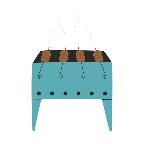 Barbecue Avec Kebabs Sur Brochettes Viande Grillée Charbon Nourriture Cuite — Image vectorielle