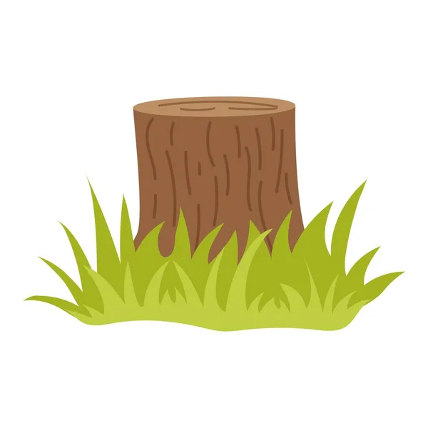 Der Stumpf Eines Gefällten Baumes Mit Umliegendem Gras Flache Vektordarstellung — Stockvektor