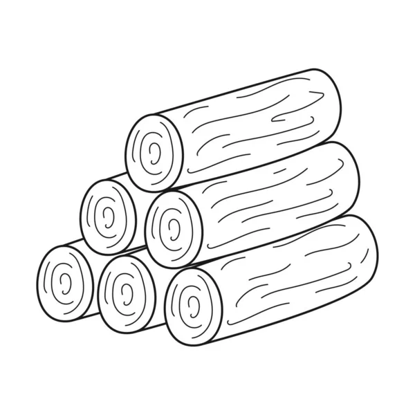 Doodle Stos Drewna Opałowego Stos Drewna Rozpalania Ogniska Podczas Wędrówki — Wektor stockowy
