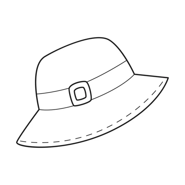 Doodle Yellow Panama Summer Sun Hat Headdress Personal Accessory Hiking — Stock Vector