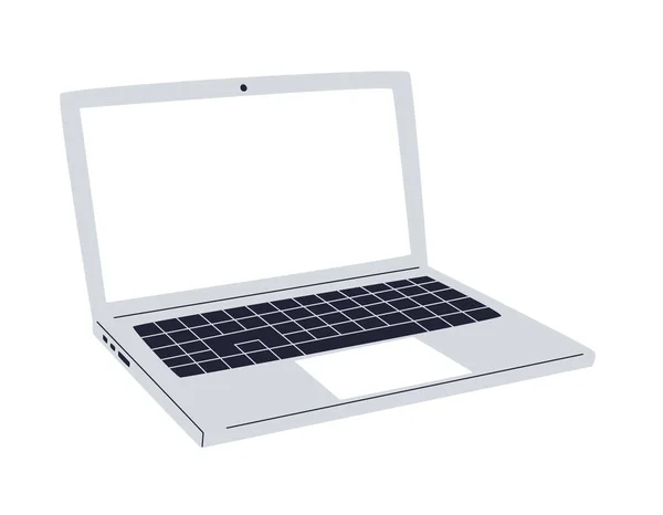 テキスト用のコピースペースがある空の画面を持つ開いているラップトップ キーパッドとブランクディスプレイ付きのパーソナルコンピュータ プロモーション 広告のテンプレート 白のカラーベクトルイラスト — ストックベクタ