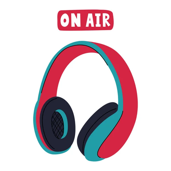 Profesyonel Stüdyo Kulaklıkları Büyük Kulaklıkları Var Podcast Için Ekipman Müzik — Stok Vektör