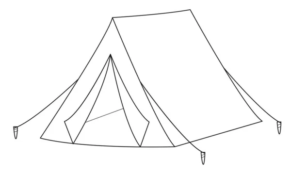 Doodle Camping Tent Uitrusting Voor Picknicks Outdoor Recreatie Reizen Wandelen — Stockvector
