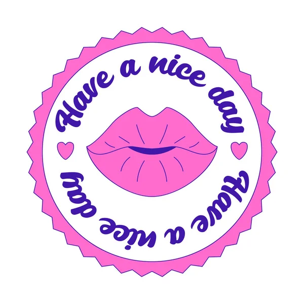 Stiker Y2K Girly Memotivasi Tambal Dengan Bibir Perempuan Dan Kata - Stok Vektor