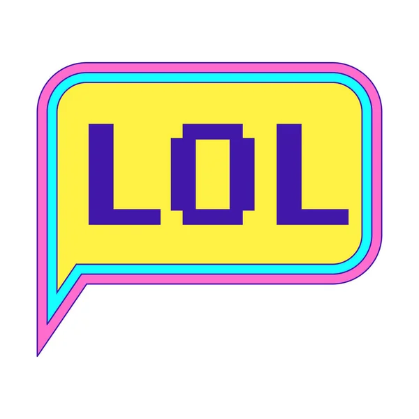 Y2K Αυτοκόλλητο Φούσκα Λόγου Λέξη Lol Γραμματοσειρά Retro Pixel Νοσταλγία — Διανυσματικό Αρχείο