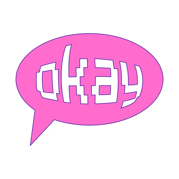 Y2K Наклейка Формі Мовної Бульбашки Піксельним Словом Гаразд Рожевому Фоні — стоковий вектор