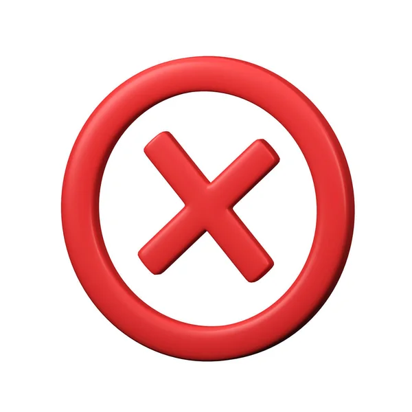 Botão Errado Forma Círculo Red Incorrect Sign Render Marca Verificação — Fotografia de Stock