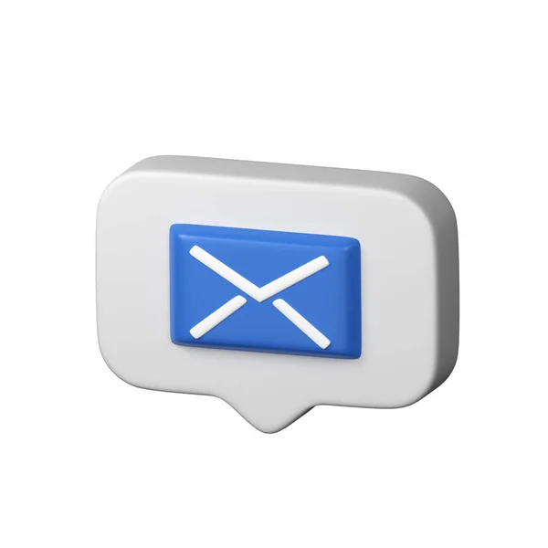Sprechblase Mit Blauem Geschlossenem Umschlag Brief Postsymbol Auf Weißem Grund — Stockfoto