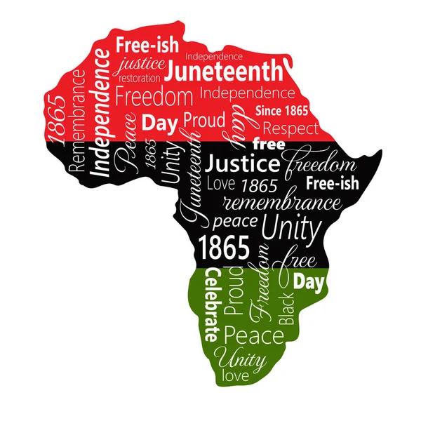 Силуэт Африки Цветах Флага Месяца Черной Истории Слова Символизирующие День — стоковый вектор