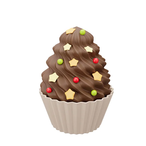 Render Cupcake Chocolate Cream Sprinkles Fast Food Sweet Food Pastries — Stock Photo, Image