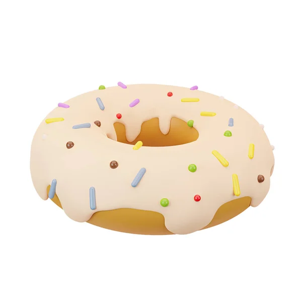 Renderização Donut Com Cobertura Cremosa Aspersão Comida Rápida Comida Doce — Fotografia de Stock