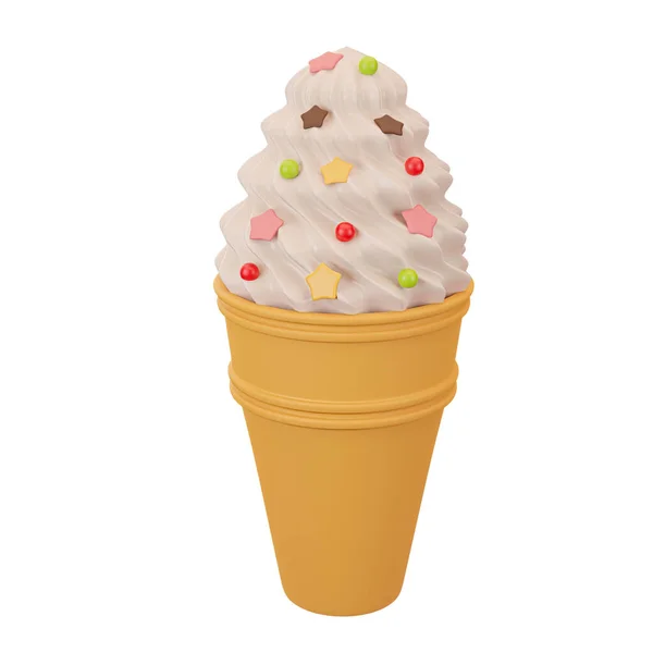 Render Ice Cream Cone Buttercream Sprinkles Fast Food Sweet Food — Stock Photo, Image