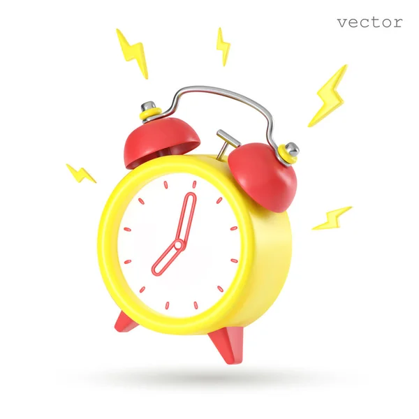 Vector Rinkelt Alarm Met Bliksem Zeven Uur Wakker Worden Goedemorgen — Stockvector