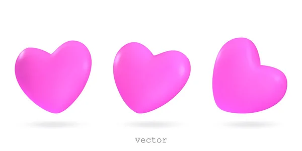Набір Векторних Карикатур Літаючі Рожеві Серця Символ Любові Романтичні Декоративні — стоковий вектор