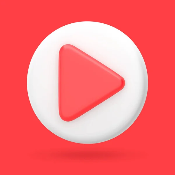 Ikona Odtwarzacza Multimediów Biały Okrągły Przycisk Odtwarzacz Wideo Streaming Koncepcja — Wektor stockowy