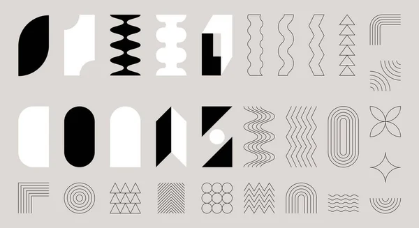 Abstraktní Geometrické Tvary Designové Prvky Stylu Brutalismu Švýcarského Minimalismu Bauhausu — Stockový vektor