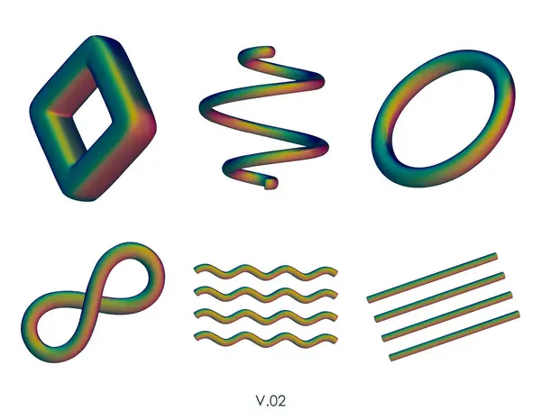 Realistiska Återge Geometriska Siffror Matt Grön Design Element Färgglada Vektor — Stock vektor