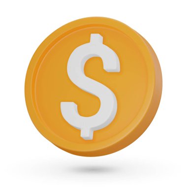 Üç boyutlu para. Amerikan doları. Para birimi sembolü, 3 boyutlu simge. Beyaz arkaplanda vektör işareti izole edildi.