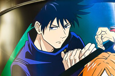 Osaka, Japonya - 21 Ekim 2022: Universal Studios japan 'daki Jujutsu Kaisen etkinlik yönetim kurulu