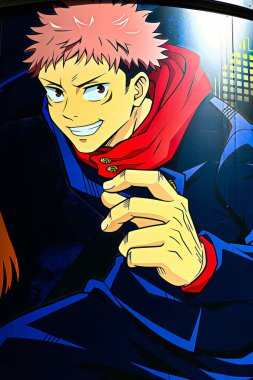 Osaka, Japonya - 21 Ekim 2022: Universal Studios japan 'daki Jujutsu Kaisen etkinlik yönetim kurulu