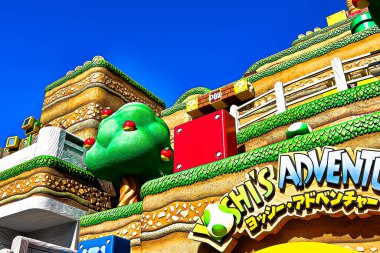 OSAKA, JAPAN - Nov 5, 2021 : Scenery at the entrance of Nintendo World.Super Nintendo World is a themed area at Universal Studios Japan