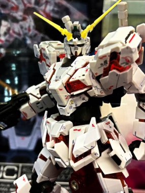 Osaka, Japan - Aug 29 ,2022 - Display of RG Mobile Suit Gundam UNICORN Color-Coded Plastic Model.