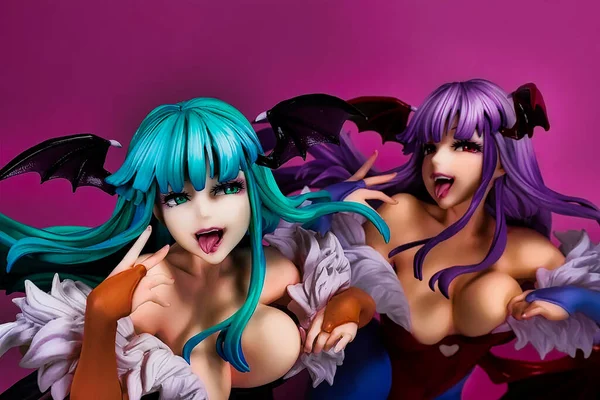 Stock image OSAKA,JAPAN - JULY 17, 2023 : The Vampire Savior Morrigan Aensland fantasy action figure from CAPCOM video games maker. Figure is from the Bishoujo collection from Kotobukiya Japan