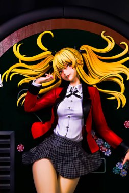 OSAKA, JAPONYA - 8 Ağustos 2023: Kakegurui Japon Anime 'den Mary Saotome figürü.