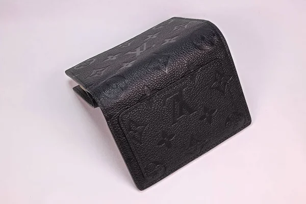 Osaka Japan Aug 2023 Louis Vuitton Unisex Black Leather Wallet — Stock Photo, Image