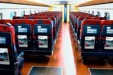 TSURUGA,JAPAN - MAR 5, 2024:JR East, Hokuriku Shinkansen, Bullet Train, TURUGI at Tsuruga Station in Japan clipart