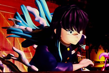 OSAKA, JAPONYA - OKT 12.2024: Osaka şehrindeki Universal Stüdyoları Japonya 'daki Harry Potter' ın Büyücülük Dünyası 'nda Kara Mühür' ün ortaya çıktığı Hogwarts Kalesi.