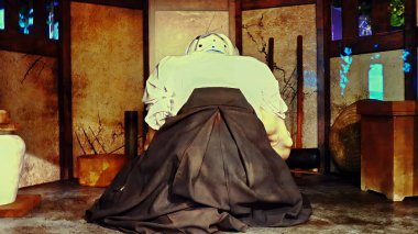 OSAKA, JAPONYA - OKT 12.2024: Osaka şehrindeki Universal Stüdyoları Japonya 'daki Harry Potter' ın Büyücülük Dünyası 'nda Kara Mühür' ün ortaya çıktığı Hogwarts Kalesi.