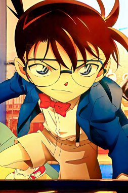 OSAKA, JAPAN - OCT 12 , 2024 : Detective Conan, an advertising decoration for a movie and an exhibition to promote the movie at Universal Studios japan.  clipart