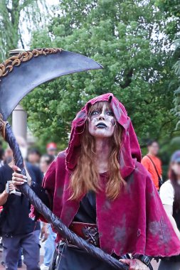 OSAKA, JAPAN - AUGUST 22, 2025 : Editorial photograph of the exteriors of various pavilions and exhibits showcasing a vision of the future at the 2025 Osaka, Kansai Expo.